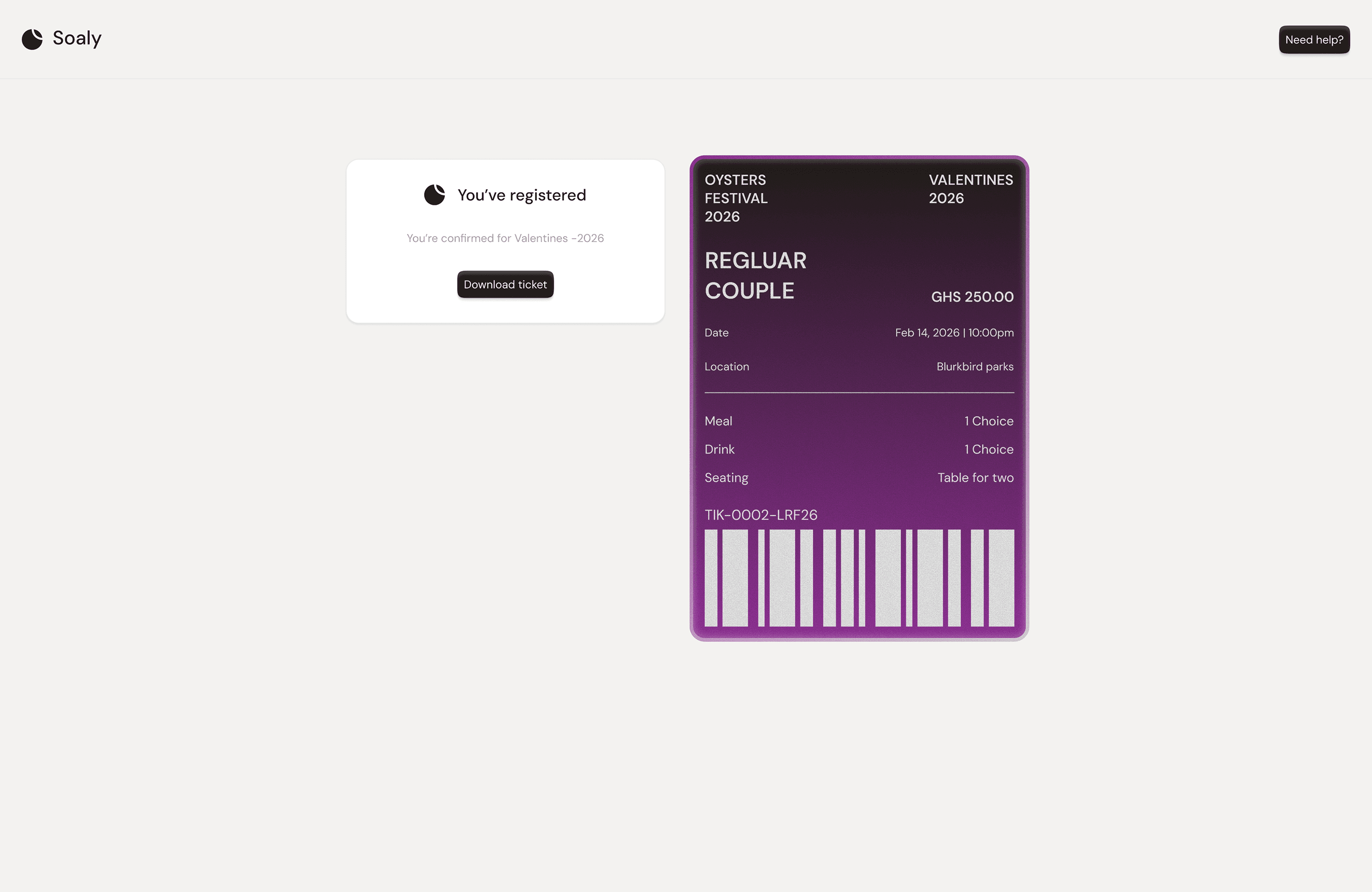 Attendee booking confirmation