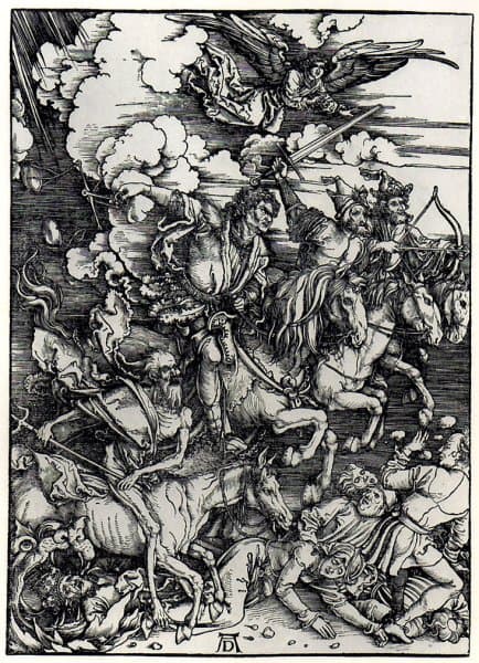 Four Horsemen of the Apocalypse painted by Albrecht Durer